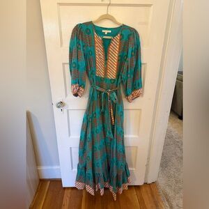 MAREA Teal and Orange Long Sleeve Dress